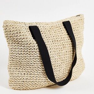 ASOS DESIGN straw tote bag with black woven straps